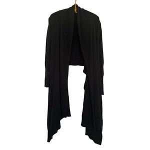 Athleta Wrap Draped Black Cardigan Cashmere Cotton Wool Blend Sweater Women XXS